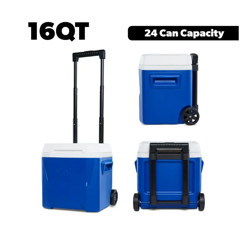 Laguna 16 QT Ice Chest Cooler with Wheels Blue 24 Can Capacity Portable and Durable for Outdoor Use
