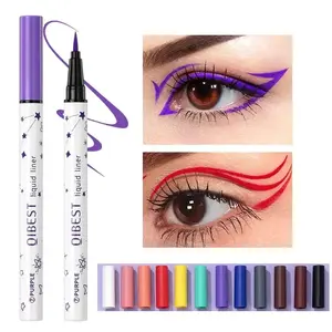QIBEST 12 Colors Eyeliner Liquid Waterproof Matte Liquid Eyeliner Pen Long Lasting Green Yellow Purple Blue White Eye Liner Pens