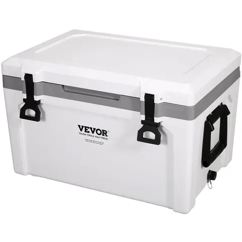 VEVOR 52 Qt Top Loading Cooler, Heat Insulating Lightweight Cool Bag, 50-Can Capacity, 6-Day Cooling, Heavy-Duty Handle, Anti-Slip Ice Chest for Camping, Picnic, Tailgate Party Food & Beverages