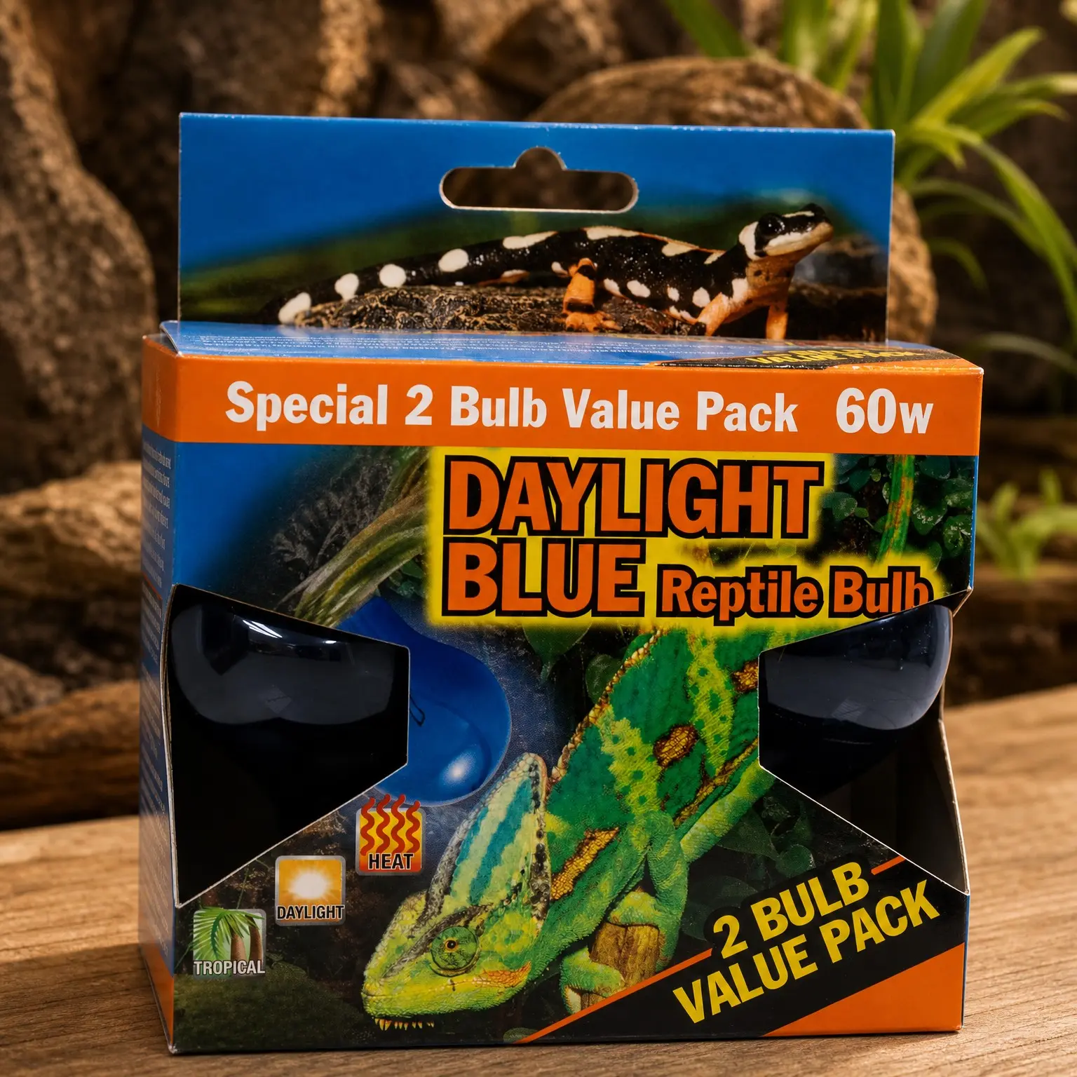 Daylight Blue Reptile Bulb - 60 Watt, 2-Bulb Value PackGift