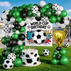 115pcs Football Theme Balloon Arch Set, 18 Inch Soccer Cup Foil Balloons, Championship Event Decor, Birthday Party, Bachelor Party, 2026 World Cup
