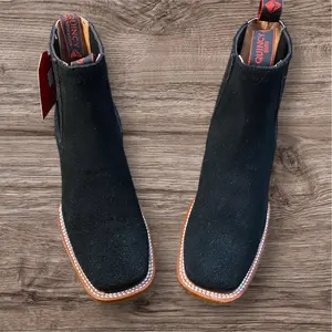 Rhino Floter Blck Men's Suede Chelsea Boots with Comfortable Sole and Stylish Design for Everyday Wear Cow Hide Material