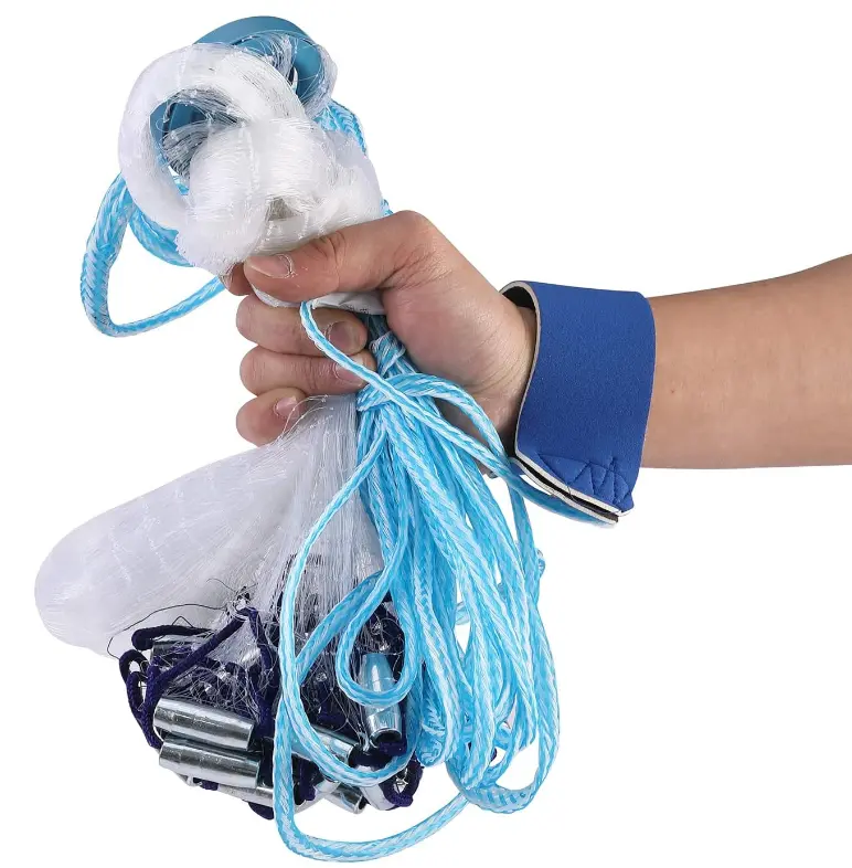3m Diameter Hand Throw Fish Cast Net with Metal Sinkers, Monofilament Mesh Fish Trap for Freshwater & Saltwater