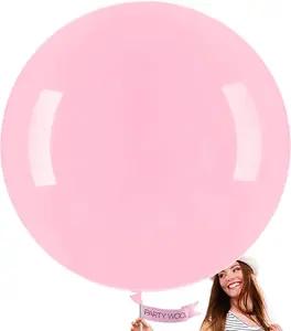 PartyWoo Baby Pink Balloons 4pcs 36 Inch Pastel Pale Light Pink Latex Helium Balloons for Baby Shower Gender Reveal Easter Bachelorette Wedding Bridal Shower Birthday Party Decorations Pink-Q05