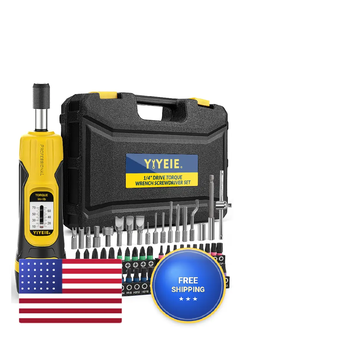 Yiyeie 60Pcs Torque Screwdriver Wrench Set 10-70 In.Lb Inch Pound Torque