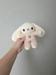 Handmade Bunny in Pajamas Crochet Plushie Snuggler
