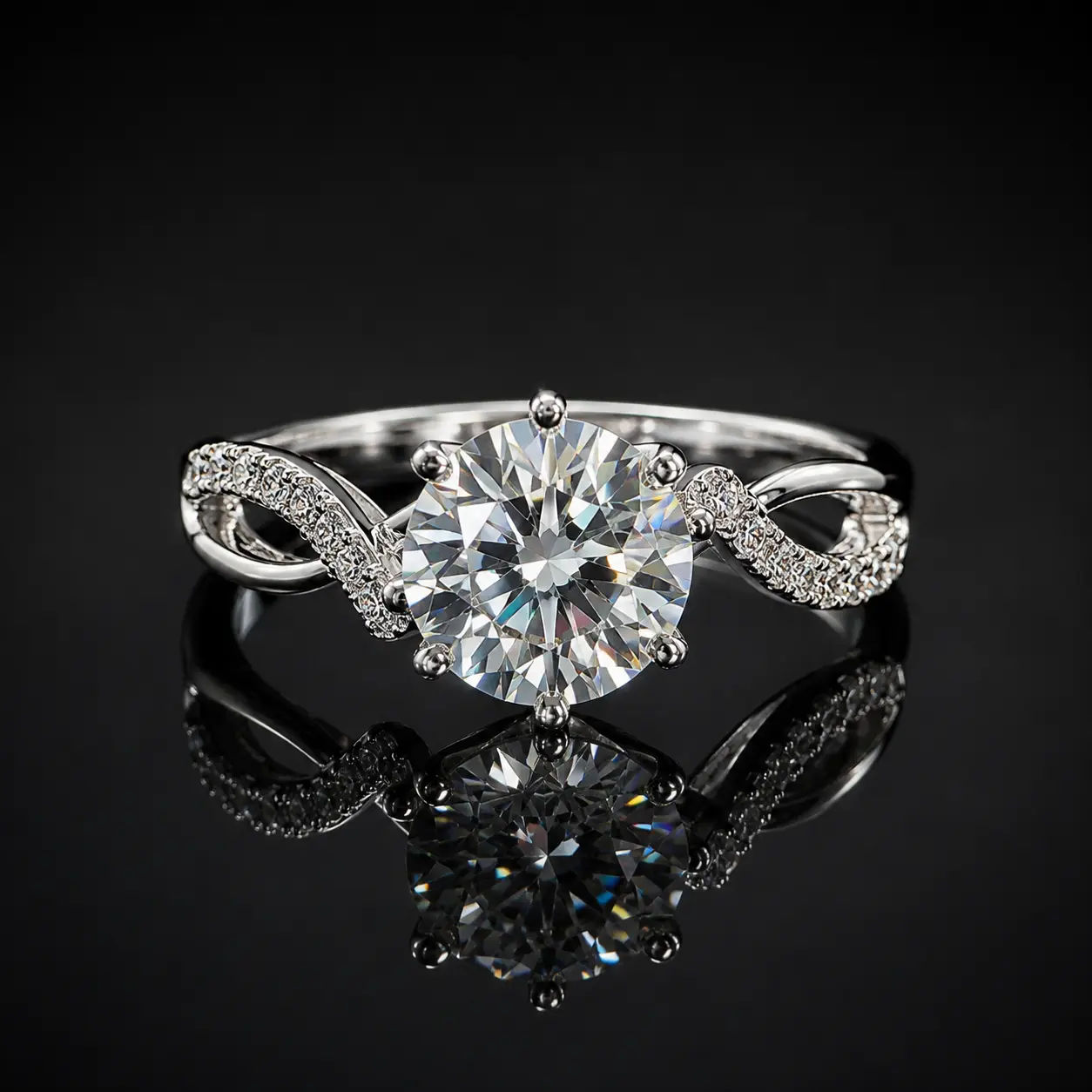 JPT-208-2CT Round Cut VVS1 Moissanite Infinity Adjustable Ring, US Size 5-9