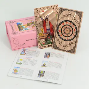 Gold Foil Tarot Plastic Cards Rose Pink Oracle Waterproof Card Deck Mysterious Board Game Divination Cards
