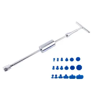 The ultimate car dent repair tool set, DIY dent repair without painting, equipped with sliding hammer and 18 thickened blue suction cups, easy to remove car body dents, suitable for car lovers 11cm/42cm/50cm