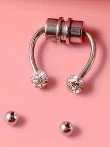 Punk Style Rhinestone Decorated Magnetic Nose Ring Nose Hoop (3pcs) Nose Rings Hoops, Nose Ring Jewelry, Cubic Zirconia No Piercing Fake Nose Clip for Women & Men for Party, Daily Clothing Decor for Birthday Gift