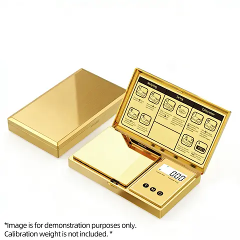 Digital Weighing Scale - 0.01g Accuracy, 200g Capacity, 6 Units, Tare Function, Auto On and Off, Portable Food Scale for Baking, Hobbies, Golden, Batteries Included, Travel Industrial Hand Tool Accessory