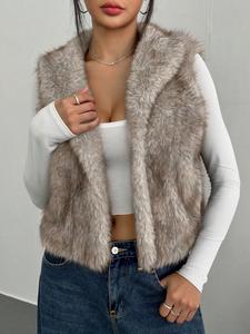 ASANDY Women's Winter Imitation Fur Coat, Elegant Faux Leather Jacket, Warm and Stylish Outerwear for Cold Weather, Perfect for Autumn and Winter Womenswear Tops Chic Fashion Apricot Basic