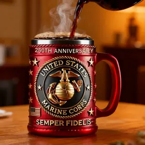 250th Anniversary Military 3D Mug, Commemorative Coffee Cup, Gift for Veteran & Military Fun Collectibles military beer stein
