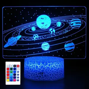 Solar System 3D Optical Illusion Side Table Lamp Universe Space Galaxy Night Light for Kids, Room Decor Light, Gift for Boys and Girls…