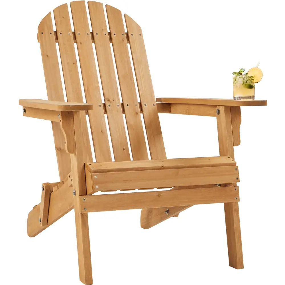 Yaheetech Folding Adirondack Chair Outdoor Solid Wood Garden Chair Weather Resistant, Fire Pit Lounge Chairs for Garden/Yard/Patio/Lawn