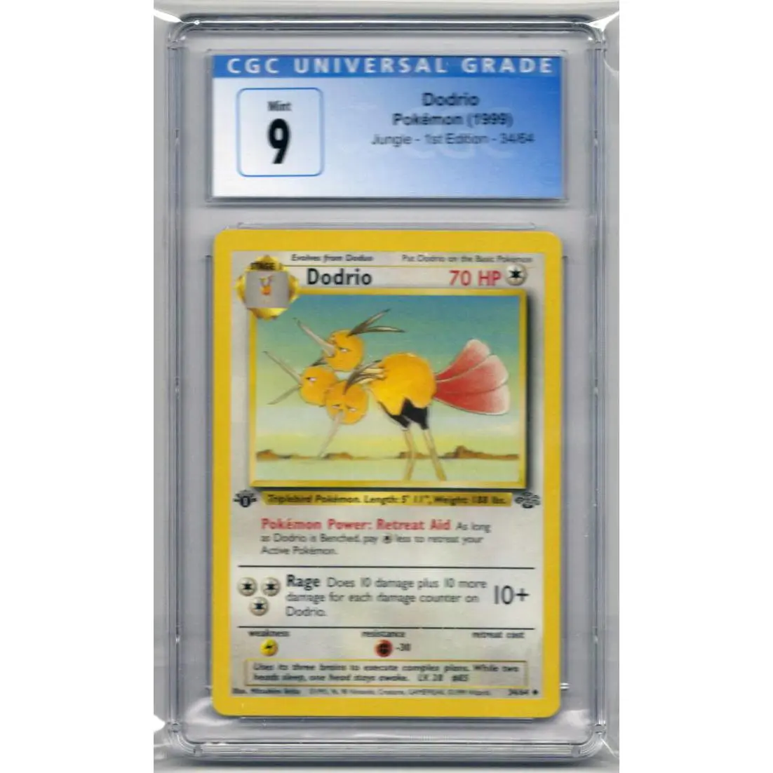 Dodrio (Pokemon Jungle 1st Edition, 1999) 34/64 *Graded CGC Mint 9 Blue Label*
