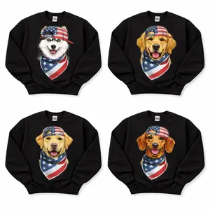 Dogs Patriotic Graphic Sweatshirt Black & White – 25 Cute Dogs Wearing American Flag Hats