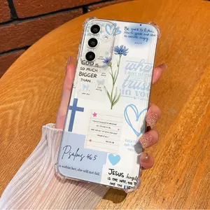 Floral Christian with Psalms Bible Verse Phone Case For SAMSUNG GALAXY A14 A15 A16 A25 A26 A34 A35 A36 A53 A54 A55 A56 4G 5G Gift Ideas Anti-drop Cellphone Protective Shell Soft Transparent Shockproof Mobile Phone Cover