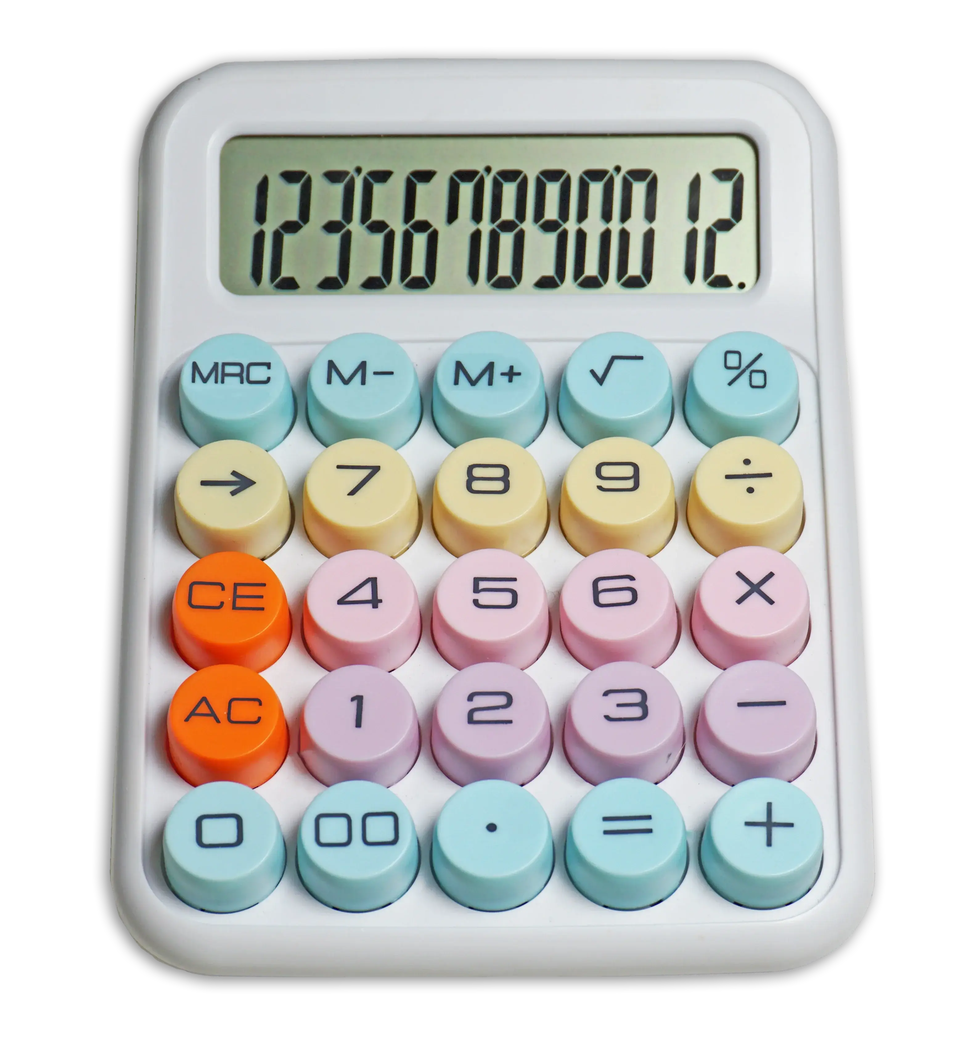 VICTOR® Sum Buddy Cute Desktop Calculator - Battery Powered, 12-Digit Calculator with Display, Large Buttons, Pastel Colors, Office Accessories for Home Office Desk