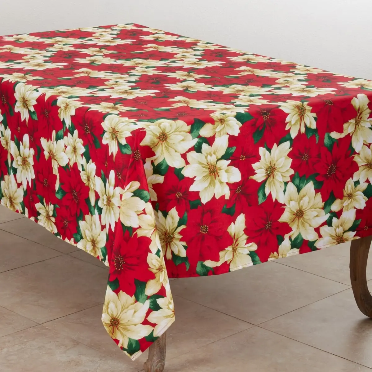 50 x 70 in. Poinsettia Print Tablecloth