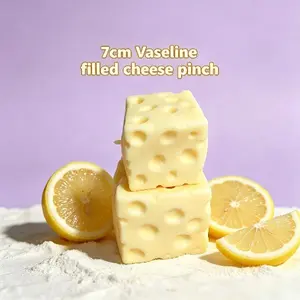 7cm Square Cheese Squishy Fidget Toy, Vaseline Filled Moldable Squeeze Ball, Soft Realistic Sensory Hobby Toy, Stress Relief Decompression Vent Toy, Funny Leisure Gift for Kids & Adults