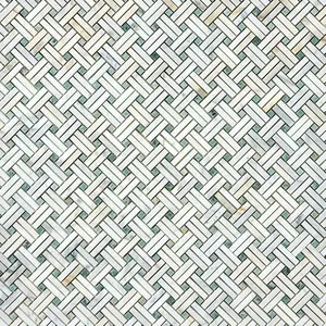 Calacatta Gold & Green Dimensions Basketweave 12x12 Polished/Honed Marble Mosaic Tile Sample