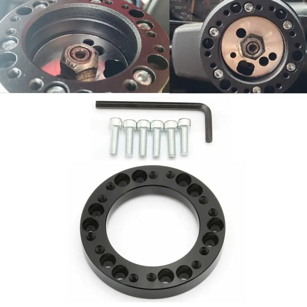 1 x Steering Wheel Hub Adapter Spacer Kit, Black Aluminum MOMO Replacement (12mm) - Adapts MOMO to Personal Adapter, Doubles as Spacer, Adapt Momo To Personal Adapter