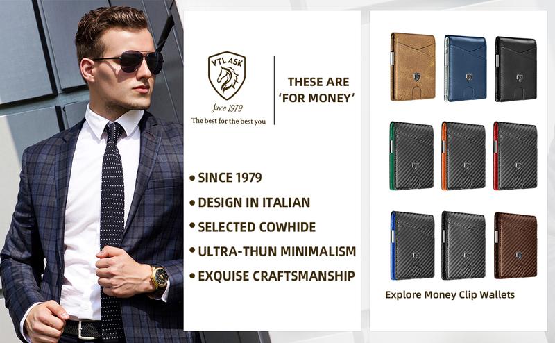 VTLASK Men's Slim Wallet with RFID Blocking Men gifts Holidays Best Gift Ideas