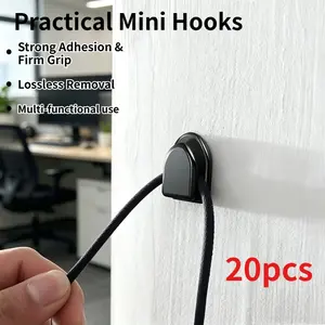 20pcs Mini Car Mount Sticky Hook with Strong Adhesive, Versatile for Keys Cables and Small Items, Suitable for Home and Office Organization