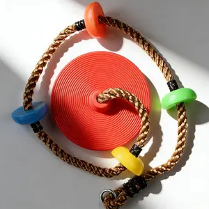 Outdoor Adventure Disc Swing Set, Tree Swing for Adults & Kids, Interactive Climbing Tool for Yard, Park, Camping, Colorful with Carabiners, Secure Attachments