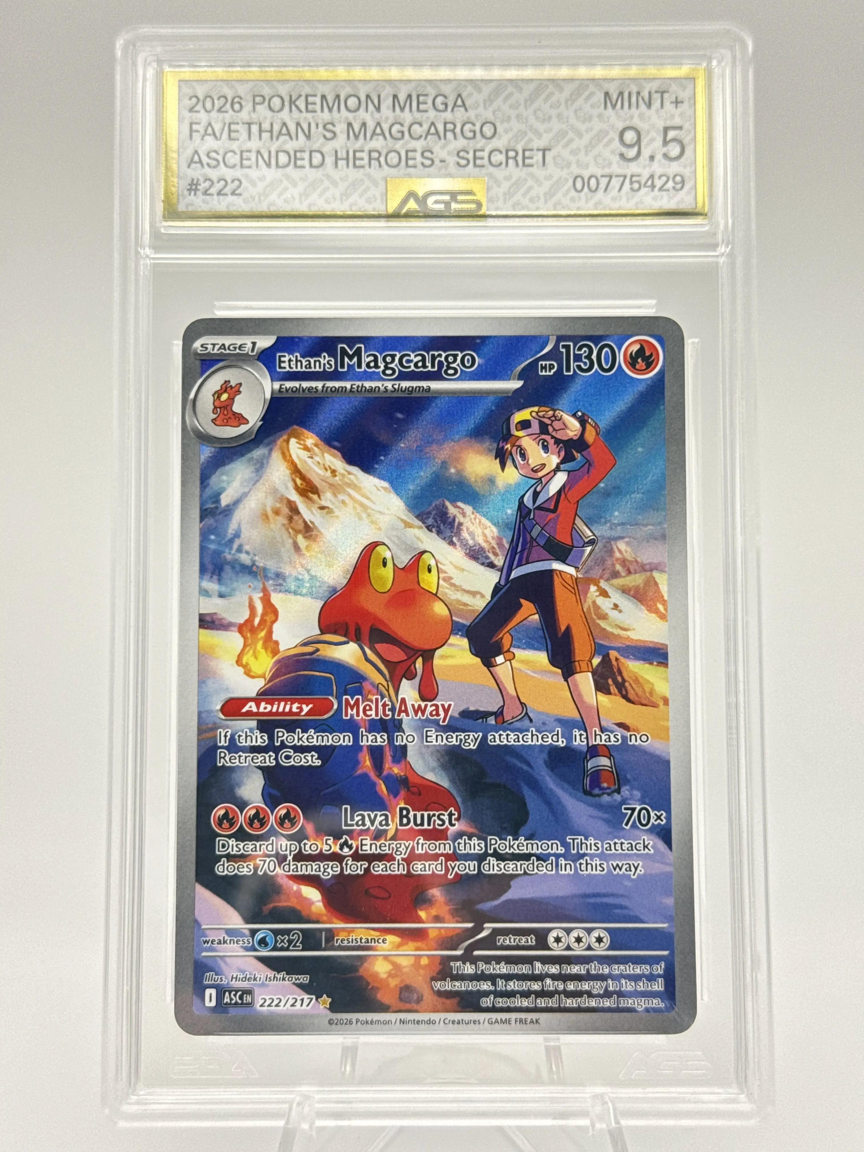 Graded AGS 9.5 Ethan's Magcargo 2026 Ascended Heroes 222 Holographic Pokemon Card