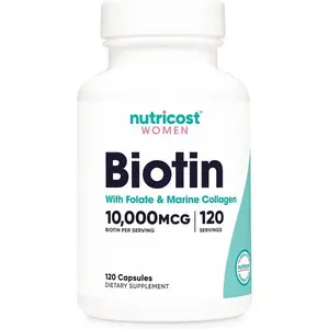 Nutricost Biotin for Women 10,000mcg 120 Capsules - with Folate & Collagen, Gluten Free & Non-GMO