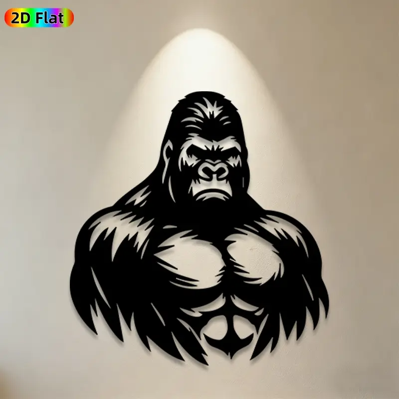 1pc Gorilla Metal Wall Art,Gorilla Statue Mural, Ideal Gift for New Year, Halloween, Animal Decor Enthusiasts, Rust-Resistant Metal Wall Decor Wall Sculptures, Perfect for Living Room Wall & Garden Fence, Unique Home Decor