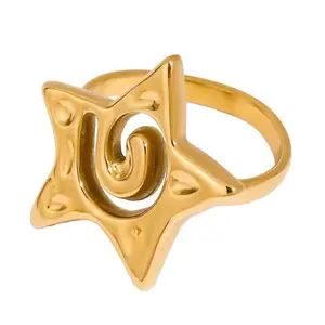 Spiral Star Ring - Gold Plated Stainless Steel