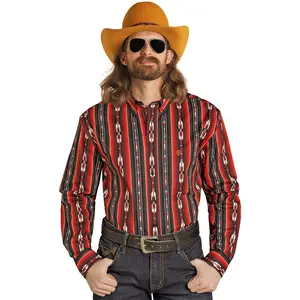 Ariat Men's Rock & Roll Striped Long-Sleeve Burgundy Shirt, Style BMB2S07656