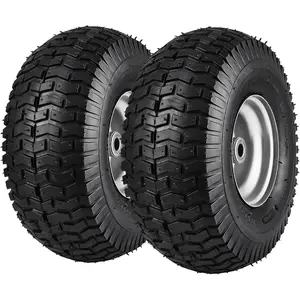 VEVOR Lawn Mower Tires with Rim, 15x6.00-6 Tubeless Lawn Tractor Tires, 2-Pack Tire and Wheel Assembly, S-Turf Pneumatic Tires, 3 Offset Hub, 3/4 Bushing Size, 16 PCS for Riding Mower Lawn TractorVEVOR Super Brand Day