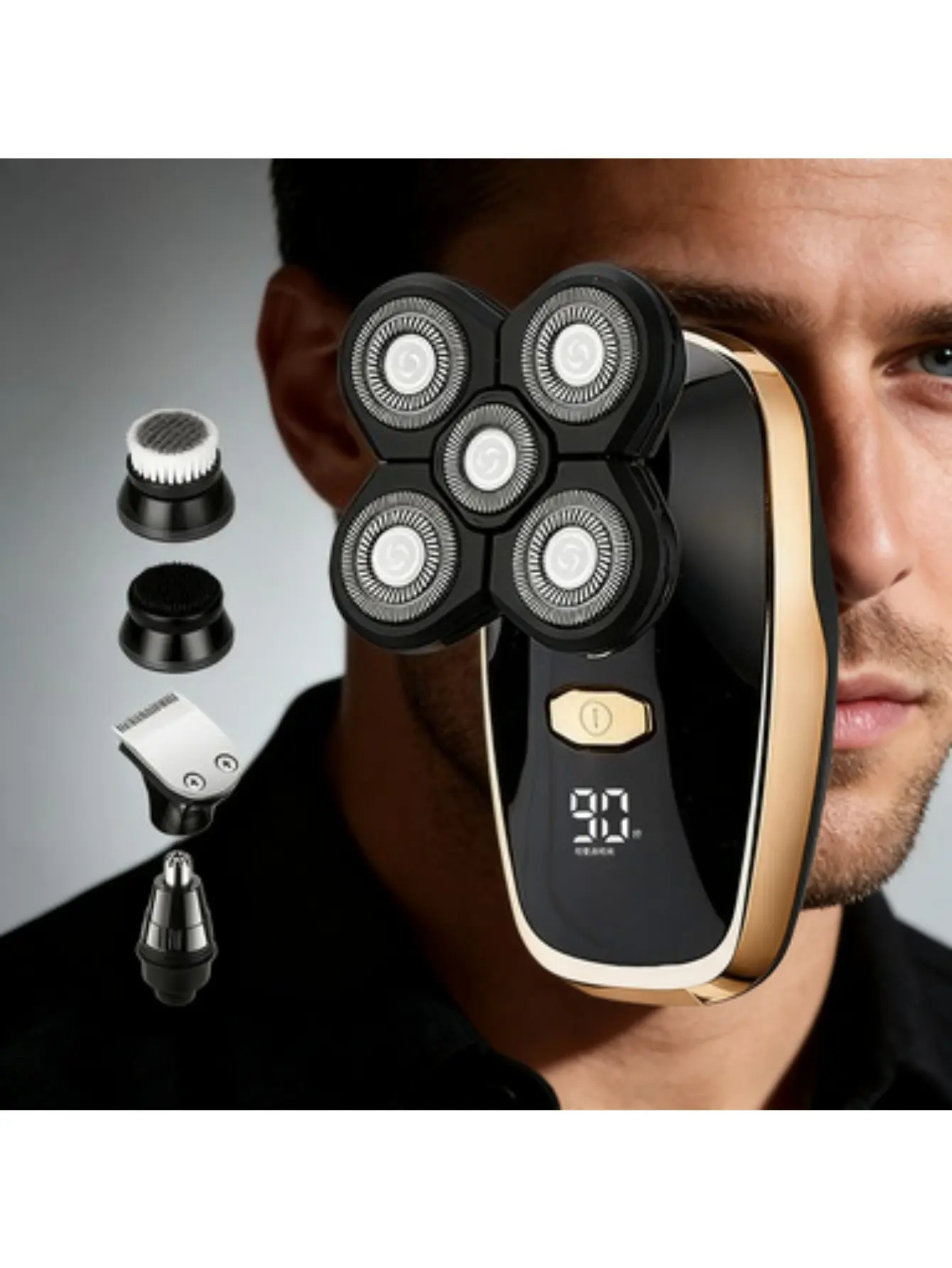 New 5-Head Electric Shaver with Full-Body Water Wash, Automatic Cleaning Function for Residue Removal, Quick Stubble-Free Shaving and Body Care Cleanser Smooth Daily Haircare