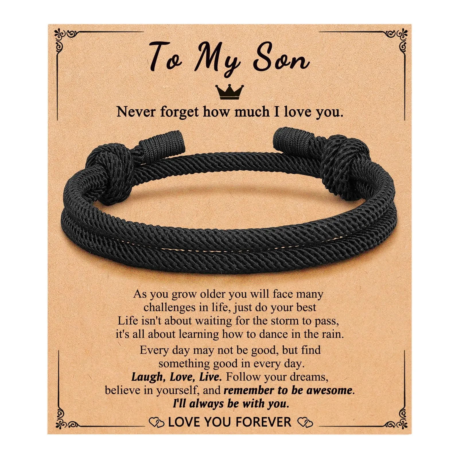 Boys' Braided Rope Bracelet Wristband - Artificial Gemstone Jewelry Gifts, Birthday Gift for Teen Boys