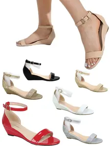 Forever Link Women's Multi Color Ingrid Ankle Strap Low Wedge Summer Sandal Shoes