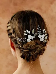 Elegant Flower Design Hair Pin, Fashionable Hair Accessories for Wedding Bridal Party Formal Occasions, Minimalist Headwear Suitable for Thick Hair, Tiara