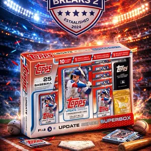 Topps 2025 Update Series Baseball Super Box - 10 Hobby Packs, 1 Oversized Base Card, 1 Topps Championship Card, 1 Topps Championship Card