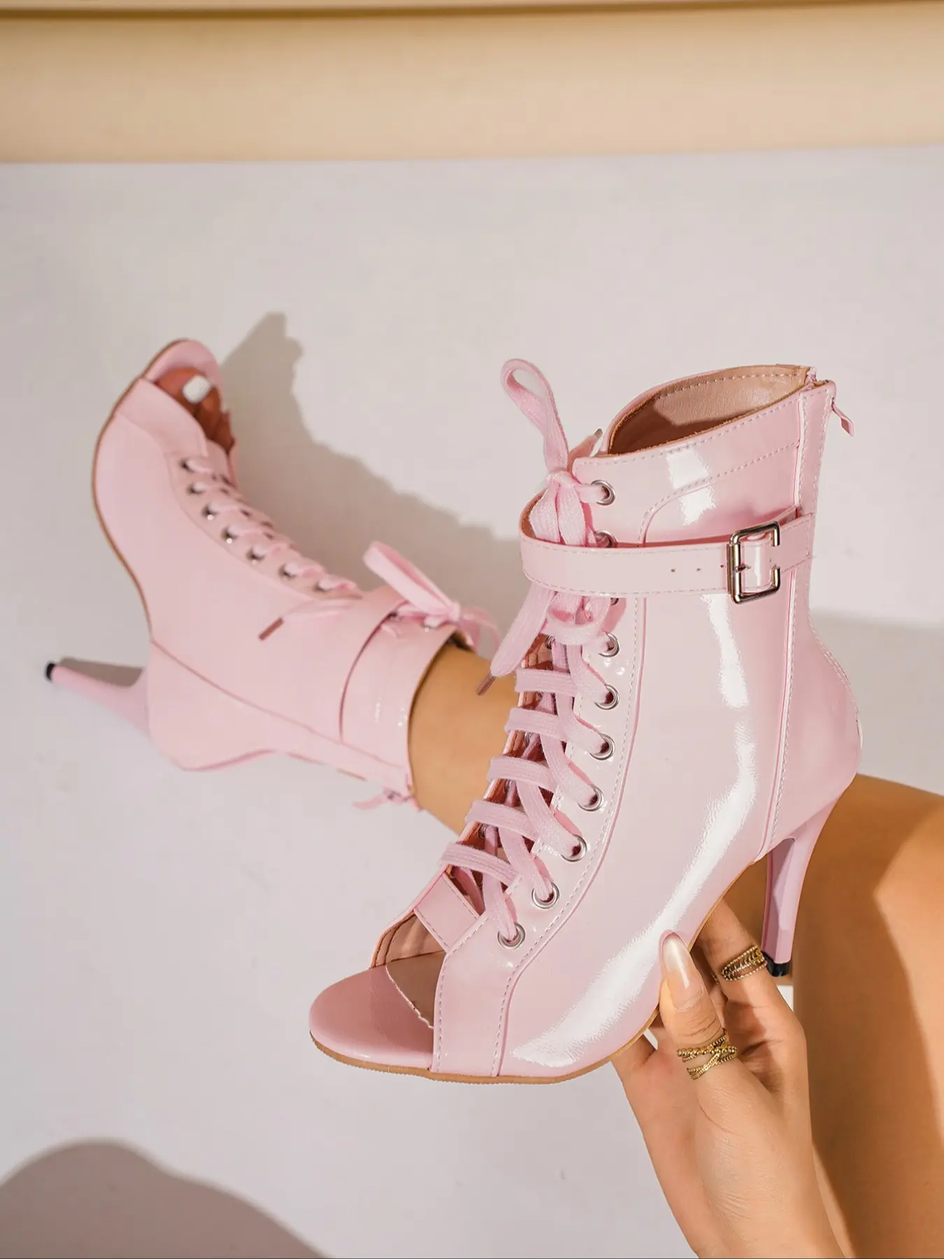 Women's Fashion Sexy Boots, Casual Wear, All-Day Comfort Design, Perfect Daily Choice, PU Leather, Mid-Calf, Pointed Toe, Lace Up, Heel Boots