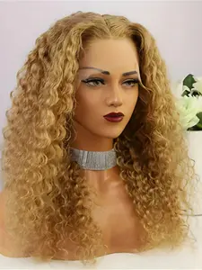 26inch Blond Kinky Curly synthetic Hair 180% density, 13 * 4 *1lace wig Glueless Kinky Curly Wigs made for women's daily wear, with natural hairline and doll hair, Afro Curly Wig