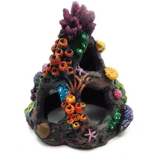 Coral Aquarium Reef Decoration - Resin Fish Tank Mountain Cave Ornaments Betta Fish Sleep Rest House Hide Play Breed…