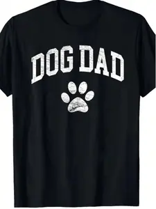 Dog Dad T-Shirt - Vintage Distressed Paw Print Graphic Tee, Premium Cotton Crew Neck, Comfortable Pet Lover Apparel For Casual Wear - Perfect Gift For Dog Owners & Fathers