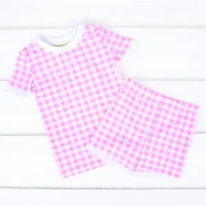 Pink Gingham Short Pajamas - Girls Sleepwear