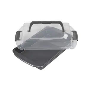 Wilton Bake It Better Steel Non-Stick Oblong Cake Pan with Lid 13 x 9-inch Rectangular Baking Pan Containers Kitchen Metal Oven