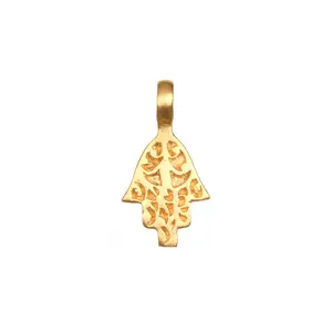 Hand of Protection Charm 18kt Gold Plate Hamsa Pendant 10x7.5mm Sacred Jewelry Collection PG267-C Made in Thailand