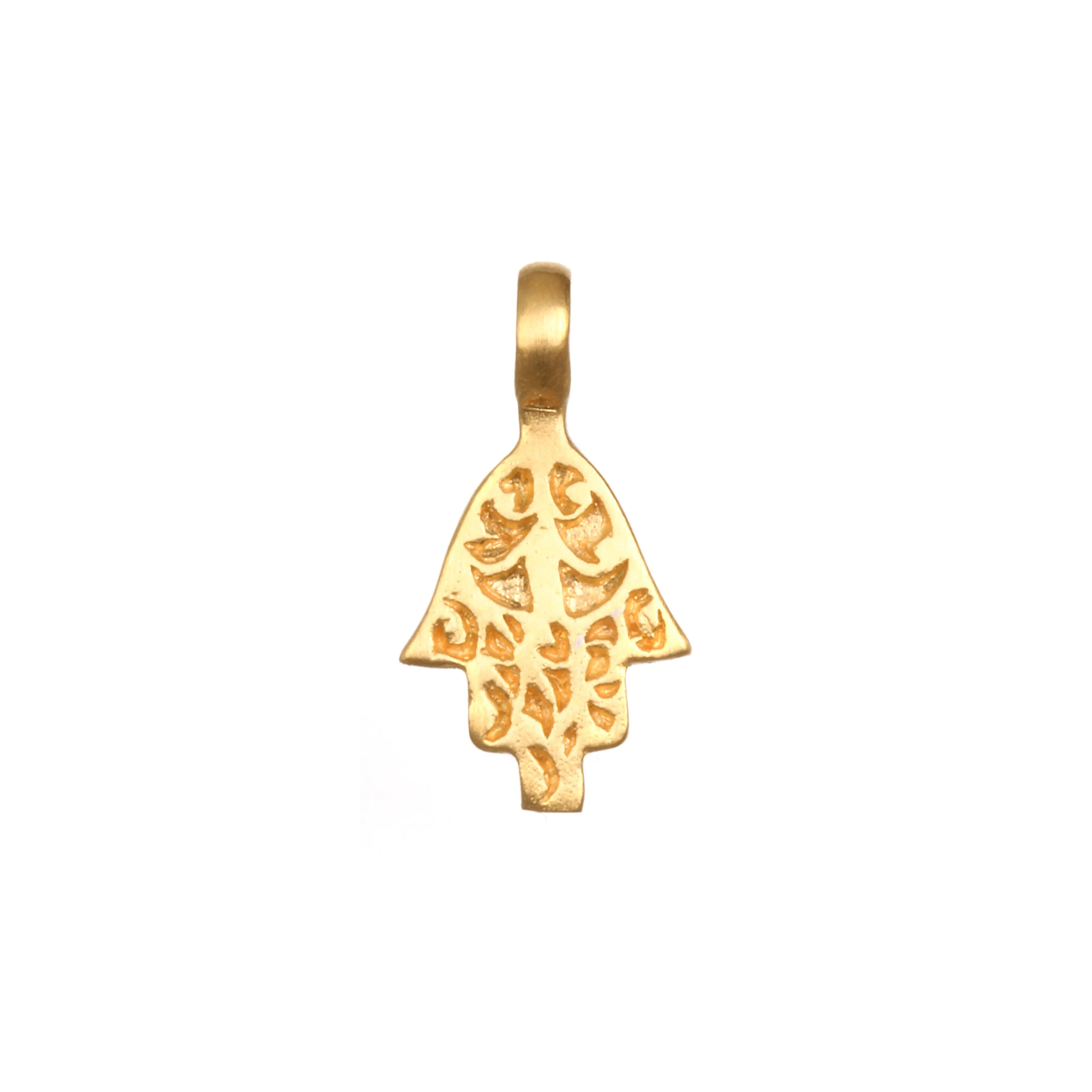 Hand of Protection Charm 18kt Gold Plate Hamsa Pendant 10x7.5mm Sacred Jewelry Collection PG267-C Made in Thailand