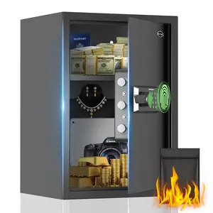 2026 New Smart Home Safe 1.0, 1.5, 2.0 Cubic Biometric Safe Box, Quick-Access with Fingerprint Recognition Handle, Keys, Digital Keyboard, & Type-C Port, Equipped with Fireproof Bag&Alarm System, Bright LED